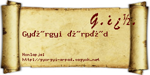 Györgyi Árpád névjegykártya